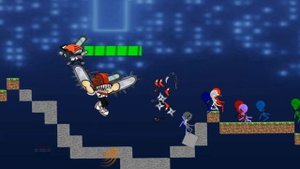 Escape from Chainsaw Man Denji -- Colour Stickmen Survival - Human Survival Race -  Algodoo sTICKMA