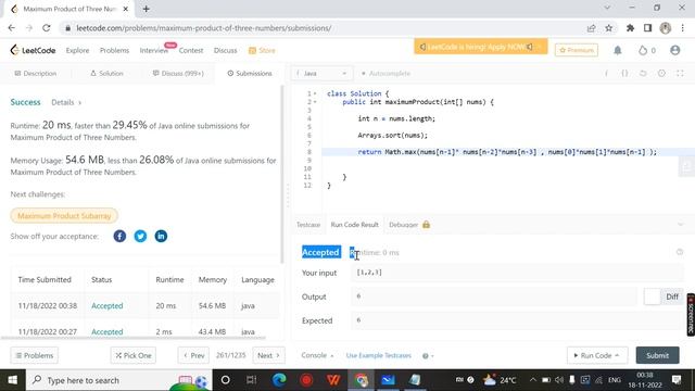 MAXIMUM PRODUCT OF THREE NUMBERS ( LEETCODE 628 ) Solution in Java | LEETCODE | PROBLEM SOLVING
