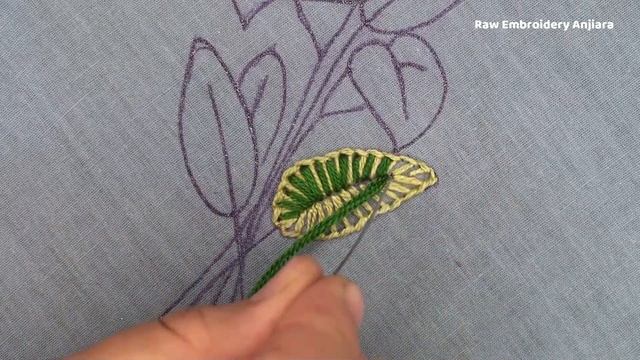 Leaf embroidery designs with different colors, Raw Embroidery Anjiara