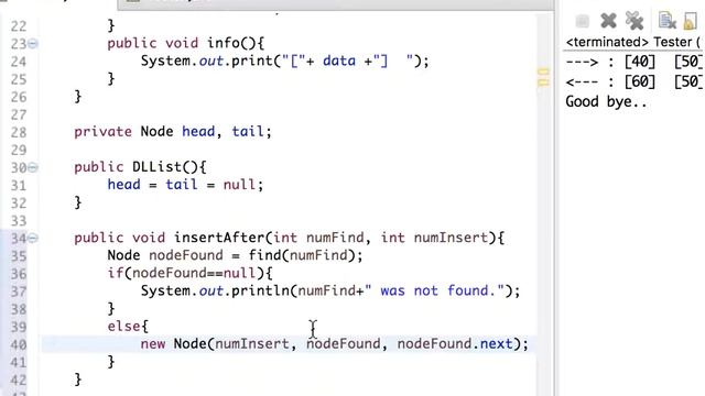DoublyLinkedList insertAfter