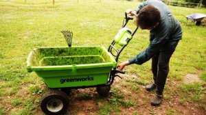 Electric Wheelbarrow review. Greenworks garden cart G40GC