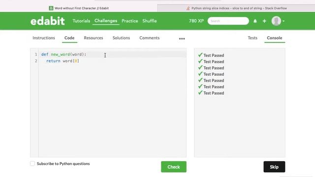 Python Function: Returning Word without First Character