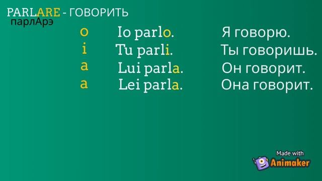 Спряжение глаголов на ARE в настоящем времени(правильные глаголы, 1-е спряжение). Итальянский язык. смотреть онлайн