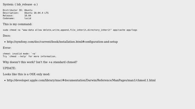 Ubuntu: chmod: invalid mode: `+a' (2 Solutions!!) смотреть онлайн