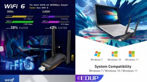 Двухдиапазонный USB WiFi 6 адаптер EDUP AX1800 Dual Band USB WiFi 6 Adapter