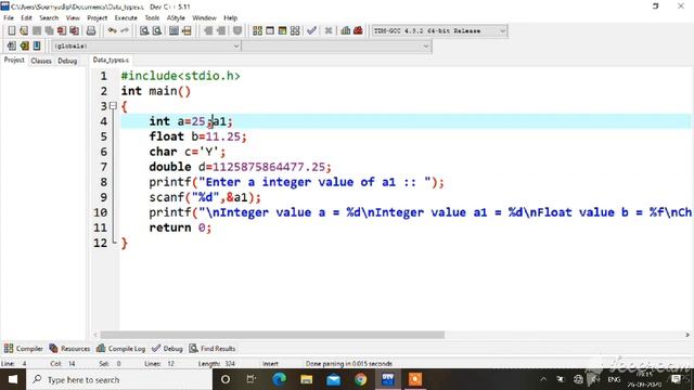 Basic Data types in C programming (Int , Float , Char , Double)