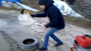 Выехали в мороз на мотоблоке МТЗ 09Н и чуть не встряли...