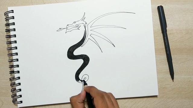 How to draw Dragon tribal tattoo drawing смотреть онлайн