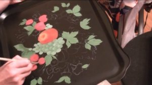 Жостовская роспись. "Букет с фруктами" замалевок