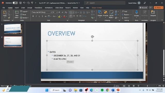 Exp19 PowerPoint Ch01 CapAssessment Winter Camp | Exp19_PowerPoint_Ch01_CapAssessment_Winter_Camp