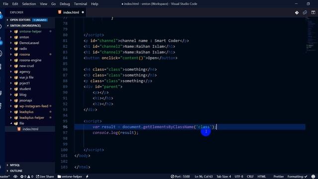 JavaScript Bangla Tutorial for Beginners Full Step By Step (getEmentsByClass)