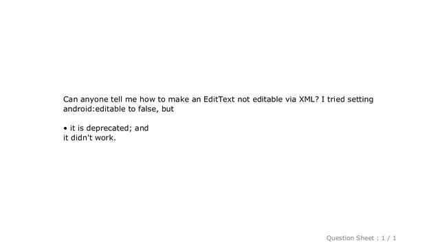 Android : How to make EditText not editable through XML in Android? смотреть онлайн