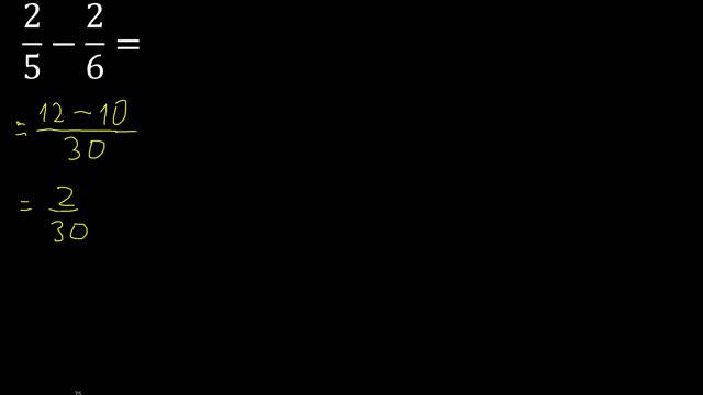2/5-2/6 . subtraction of fractions , substrac 2/5 minus 2/6 смотреть онлайн