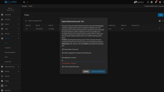 Adddelete pool in TrueNASFreeNAS