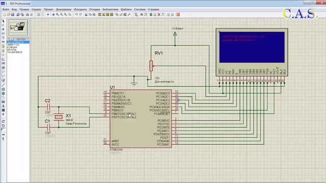 LCD ST7920 +Atmega8 + CodeVisionAvr, Подключаем графический дисплей к микроконтроллеру (от КАС)