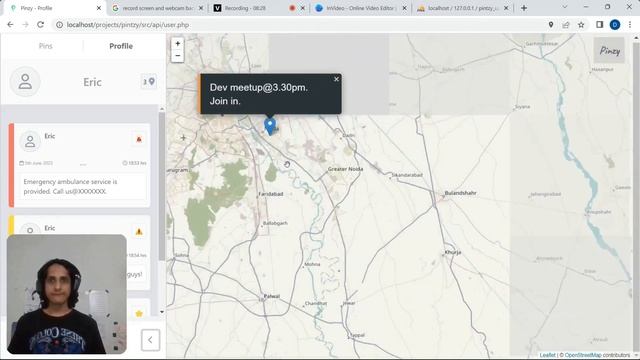 Pinzy  - A web GIS with Vanilla JavaScript, Tailwind, php, mySql, Leaflet.