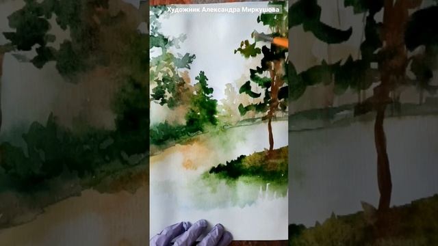 Как нарисовать листья на дереве. 2 часть. Художник Александра Миркушова