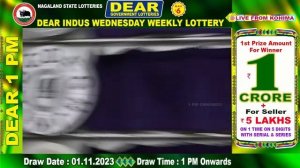 DEAR INDUS WEDNESDAY WEEKLY DRAW TIME 1 PM DRAW DATE 01.11.2023 NAGALAND STATE LOTTERIES