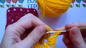 Бабушкин квадрат крючком 2 ряд разноцветный - Вязание крючком для начинающих видео-уроки