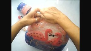 Комплект Фламинго валяный из шерсти / сумка, браслет, брошь