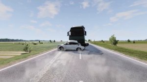 Hyundai Solaris влетел под фуру на скорости 190 км/ч. BeamNGdrive