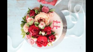 Цветы на торт: ранункулюсы, розы, пионы