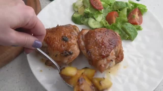 Ужин из куриных ножек на сковороде + салатик, вкусно и просто!