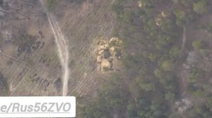 Кадры успешного попадания "Ланцета" по позиции с украинской 152-мм гаубицей Д-20.