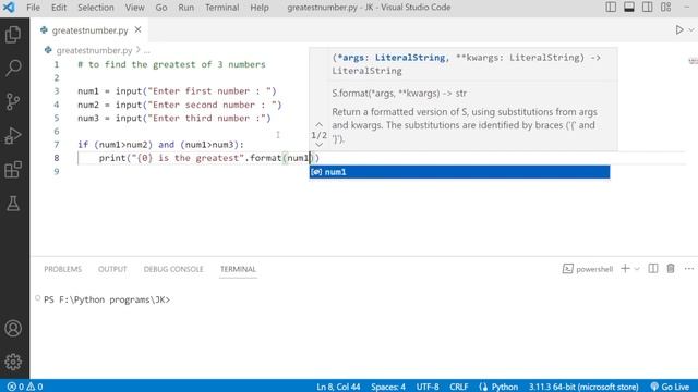 Python program to find the greatest of 3 numbers -Tamil|simple python programs|learn python in tami
