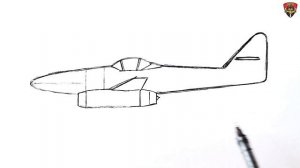 How to draw a Messerschmitt ME 262 jet plane