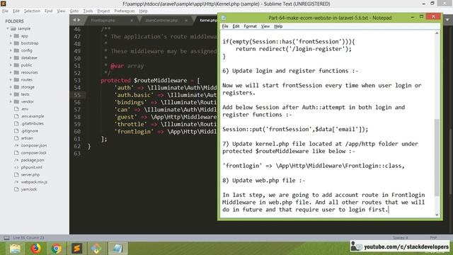 #64 Make E-com website in Laravel 5.6 | User Account | Prevent Front Routes with Middleware смотреть онлайн