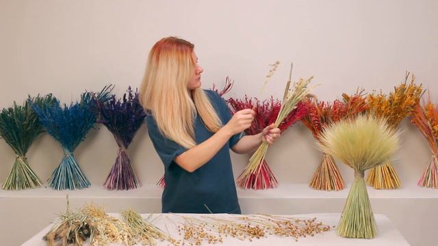 Сборка букетов их сухоцветов Стильный Дом