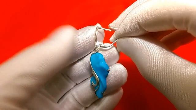 СЕРЕБРЯНЫЕ СЕРЬГИ С НАТУРАЛЬНОЙ БИРЮЗОЙ 13,54 АРТ. 529310006