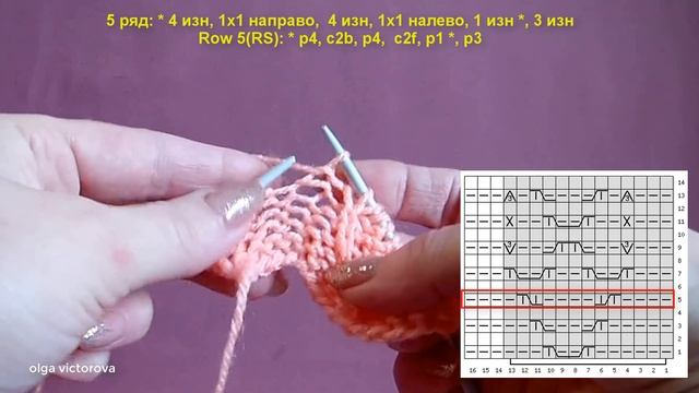 Рельефный узор Веточки с листочками 429 Узоры спицами