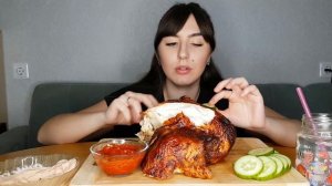 ПОЧЕМУ Я НЕ ПОКАЗЫВАЮ МУЖА / Мукбанг/ Целая курица гриль/ За раз смогу ли?