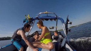 Москва, Яхт-клуб Галс, на вейкборде за катером, gopro