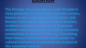 A Synopsis of Prestige City Hyderabad