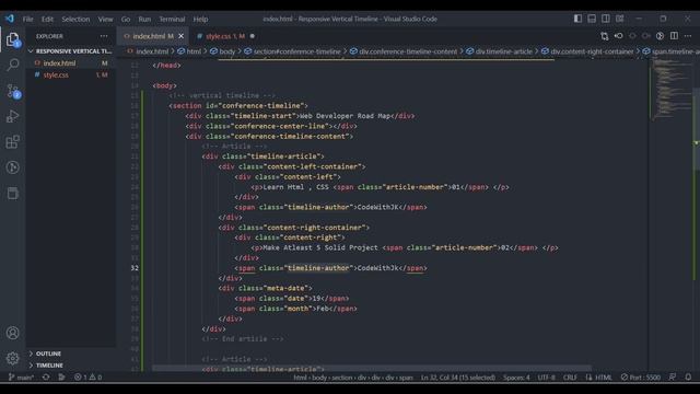 How To Make Responsive Vertical Timeline using Html & CSS Only #html #css #responsive  #timeline