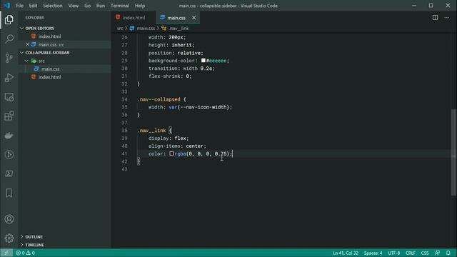 How to Create a Collapsible Navigation Menu - HTML, CSS & JavaScript Tutorial