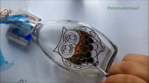 DIY / Простая роспись бутылки витражными красками. Сова на стекле (мастер-класс)