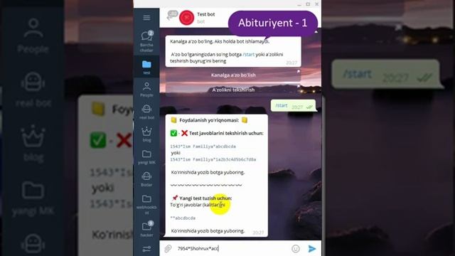 #portfolio Test tekshiruvchi bot смотреть онлайн