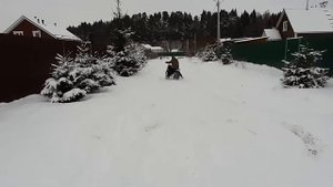 Минибайк на гусенице, сельский дрифт.