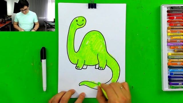 Как нарисовать ДИНОЗАВРА - рисуем в книжке РыбаКит смотреть онлайн
