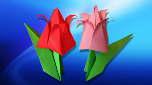 ОРИГАМИ ЛЕГКО: Стебель с листиком для тюльпана или другого цветка