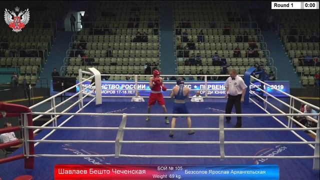 Предварительный бой Ярослава Безсолова на первенстве России среди юниоров 2019