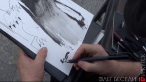 Портрет на улице С натуры (31 мин) Portrait sketch on the street Feather brush In real time