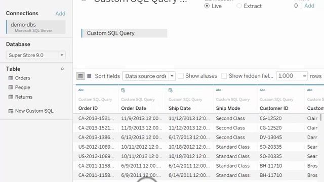 How to edit custom SQL in Tableau смотреть онлайн