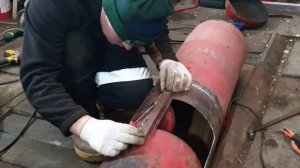 Stove made of gas tanks. Печь из газовых баллонов.