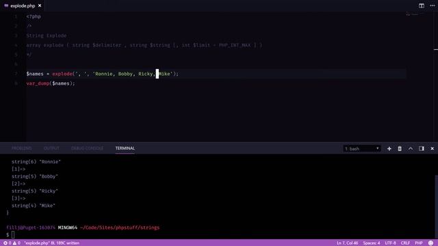 PHP Basics: String functions - explode