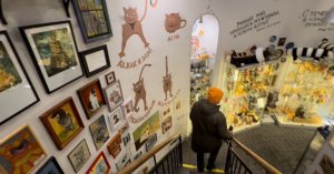 Музей кошек «Мурариум». Кот Семён Семёнович. Обзорная площадка на башне. Зеленоградск. 01.01.2024